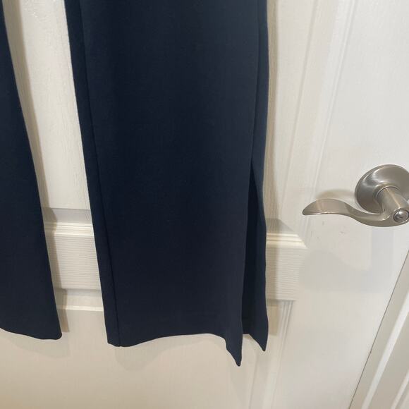 W by Worth Flare Pants Slit Leg w/ Side Buttons Navy Blue Nautical 2 - Picture 2 of 6